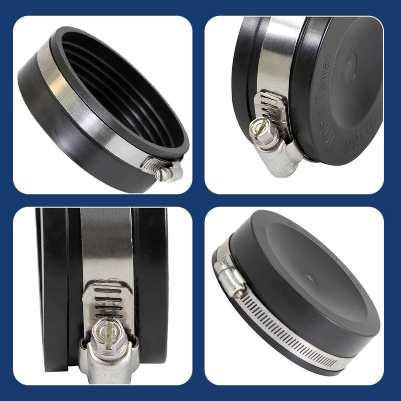 SUPPLYGIANT Supply Giant 3962 Flexible PVC Pipe Cap with Stainless Steel Clamps, 4", Black - Image 4